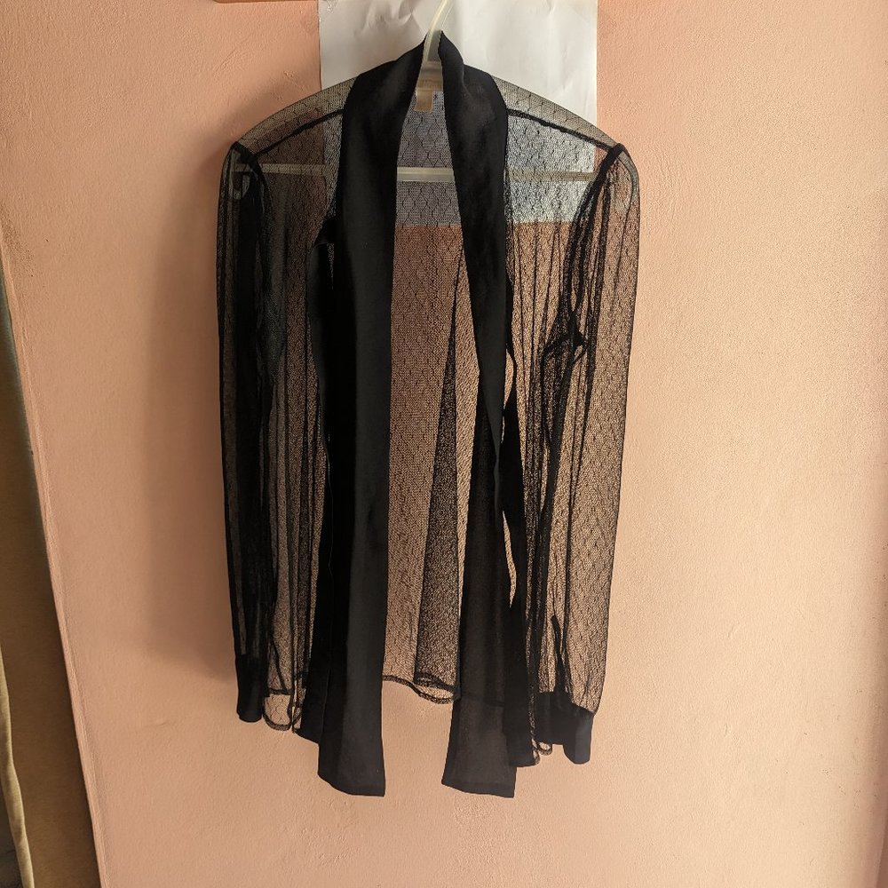 Micheal Kors Long sleeve Scarf Blouse, XS, Black